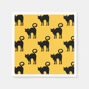 Halloween Black Cat Pattern Paper Napkins