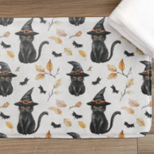 Halloween Black Cat Pattern - Witchy Cat Bath Mat