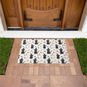 Halloween Black Cat Pattern - Witchy Cat Doormat