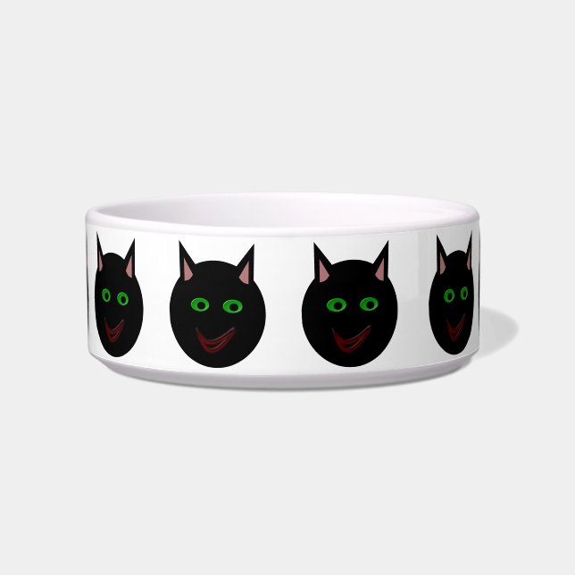 Halloween Black Cat Pet Bowl (Front)