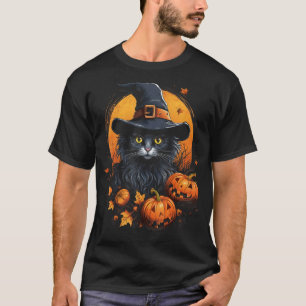 Halloween Black Cat Pumpkin Autumn Fall Spooky Wit T-Shirt