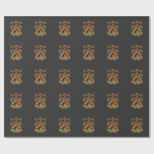 Halloween Black Cat Pumpkin Happy Fishing Design Wrapping Paper