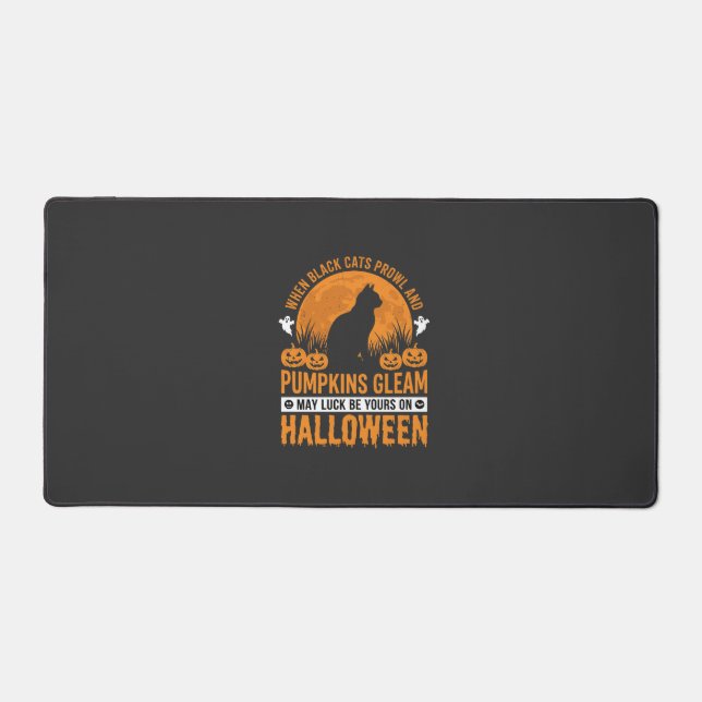 Halloween Black Cat Pumpkin Moon Design_1 Desk Mat (Front)