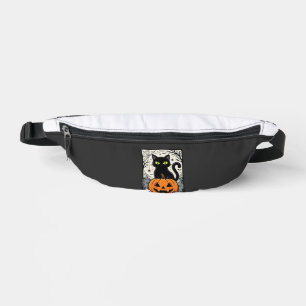 Halloween Black Cat Pumpkin Vector Design Fanny Pack
