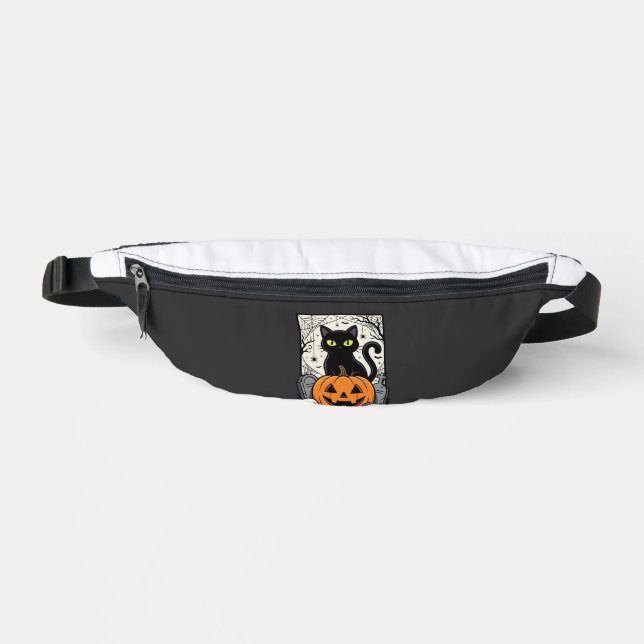 Halloween Black Cat Pumpkin Vector Design Fanny Pack (Front)