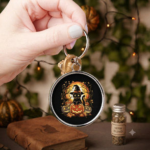 Halloween Black Cat Pumpkin Witch Cat Scary Keychain