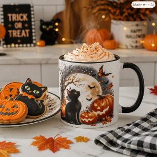 Halloween Black Cat & Pumpkins Autumn Coffee  Mug
