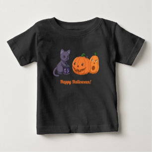 Halloween Black Cat, Pumpkins, Magic Lantern Baby T-Shirt