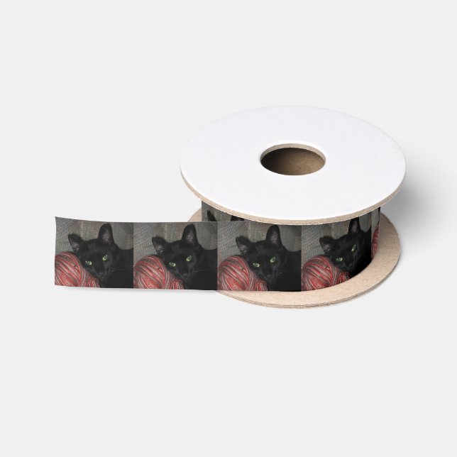 Halloween Black Cat Satin Ribbon (Spool)