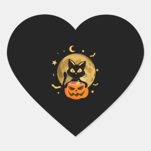 Halloween Black Cat Scary Pumpkin On the Moon Men Heart Sticker