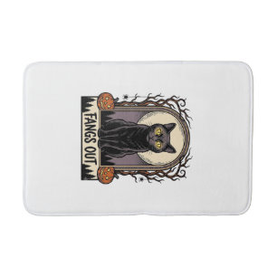 Halloween Black Cat Shirt Vintage Fangs Design_1 Bath Mat