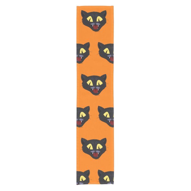 Halloween Black Cat  Short Table Runner (Front)