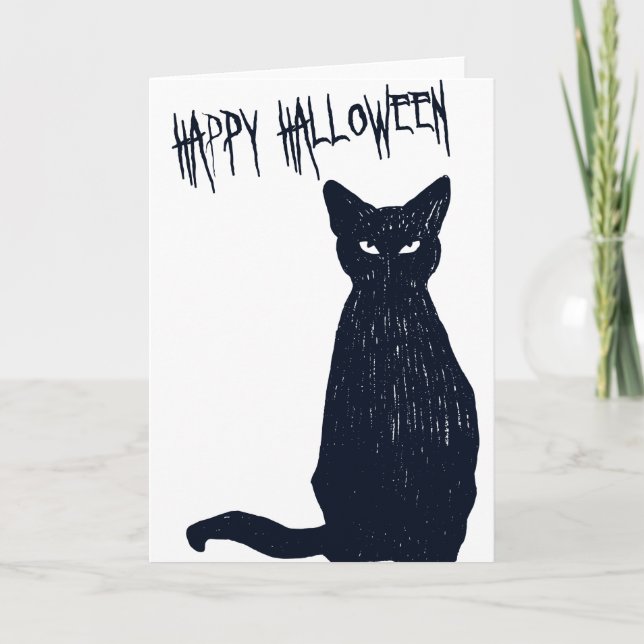 Halloween Black Cat Silhouette Card (Front)