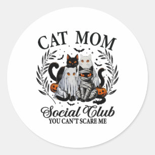 Halloween Black Cat Social Club Gothic Spooky Cat Classic Round Sticker