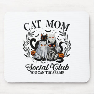 Halloween Black Cat Social Club Gothic Spooky Cat Mouse Pad