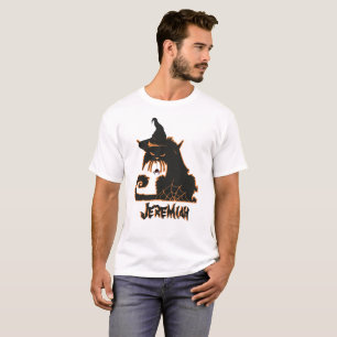 Halloween Black Cat Spooky Spiders T-Shirt