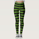 Halloween Black Cat & Stripes Leggings Olive Green<br><div class="desc">Cute Halloween and longer black cat and black stripes leggings.  Like Halloween or cats?  Grab these black cat leggings to show off your love for black cats.  Looks great during Halloween or any time. Multiple colours available.</div>