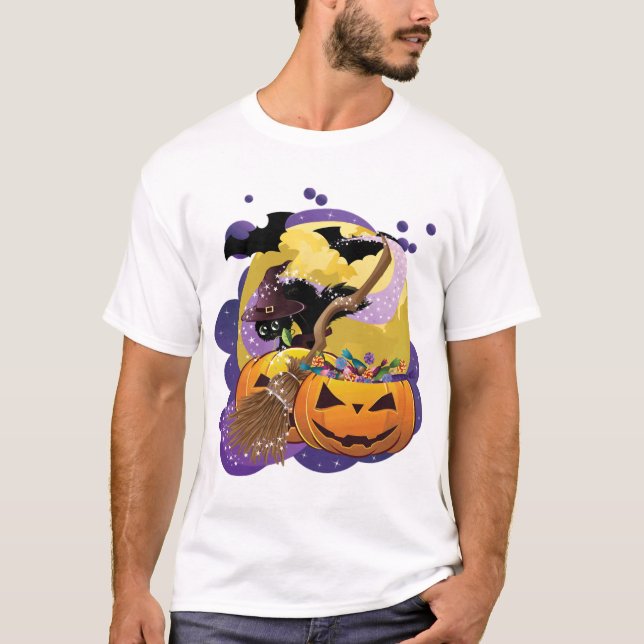 Halloween black cat T-Shirt (Front)