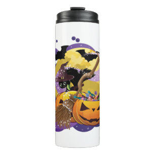 Halloween black cat thermal tumbler