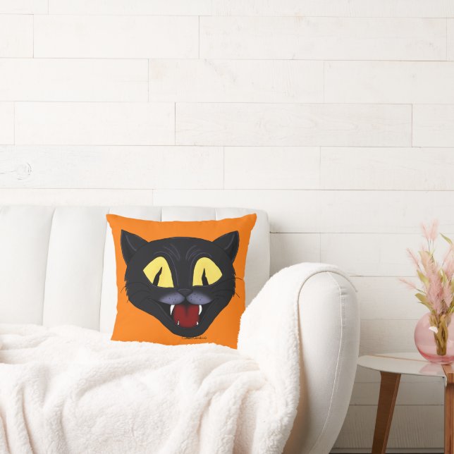 Halloween Black Cat  Throw Pillow (Couch)