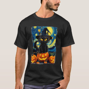 Halloween Black Cat VAN GOGH Mom of the Starry Nig T-Shirt