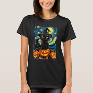 Halloween Black Cat VAN GOGH Mom of the Starry Nig T-Shirt