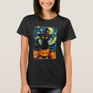 Halloween Black Cat VAN GOGH Mom of the Starry Nig T-Shirt