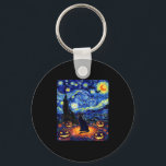 Halloween Black Cat Van Gogh Starry Night Cat Cost Keychain<br><div class="desc">Halloween Black Cat Van Gogh Starry Night Cat Costume Women</div>