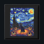 Halloween Black Cat Van Gogh Starry Night Cat Cost Magnet<br><div class="desc">Halloween Black Cat Van Gogh Starry Night Cat Costume Women</div>