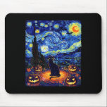 Halloween Black Cat Van Gogh Starry Night Cat Cost Mouse Pad<br><div class="desc">Halloween Black Cat Van Gogh Starry Night Cat Costume Women</div>