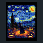 Halloween Black Cat Van Gogh Starry Night Cat Cost Poster<br><div class="desc">Halloween Black Cat Van Gogh Starry Night Cat Costume Women</div>