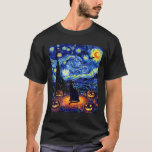 Halloween Black Cat Van Gogh Starry Night Cat Cost T-Shirt<br><div class="desc">Halloween Black Cat Van Gogh Starry Night Cat Costume Women</div>