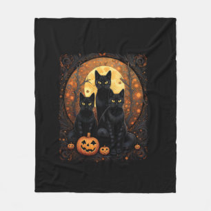 Halloween Black Cat Van Gogh Witch Kawaii Pumpkin Fleece Blanket