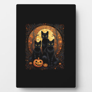 Halloween Black Cat Van Gogh Witch Kawaii Pumpkin  Plaque