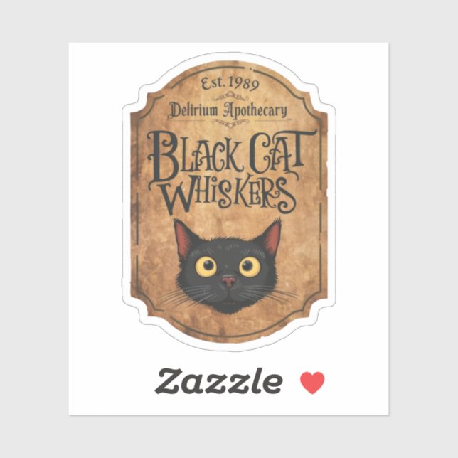 Halloween Black Cat Whiskers Witch's Potion Bottle (Sheet)