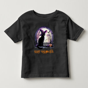 Halloween Black Cat Witch and Bats  Toddler T-shirt