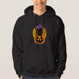 Halloween Black Cat Witch Hat Pumpkin For Kids Gir Hoodie