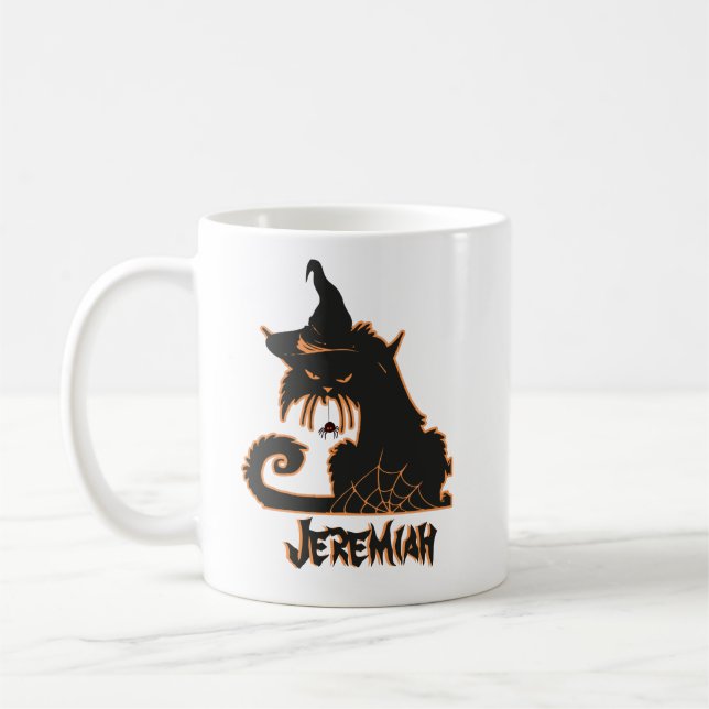 Halloween Black Cat Witch Spooky Spiders    Coffee Mug (Left)