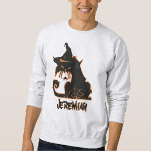 Halloween Black Cat Witch Spooky Spiders Sweatshirt