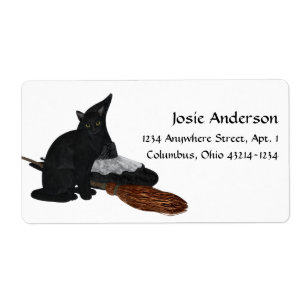 Halloween Black Cat Witches Hat Address Labels