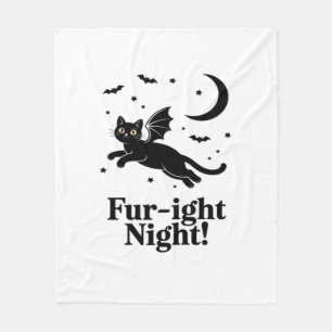 Halloween Black Cat with Bat Wings Graphic Classic Fleece Blanket