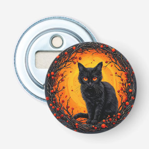 Halloween Black Cat with Glowing Eyes Bottle Opener
