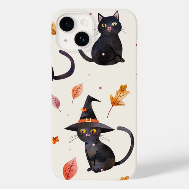 Halloween Black Cats and Moons Funny Witchy Kids Case-Mate iPhone Case (Back)