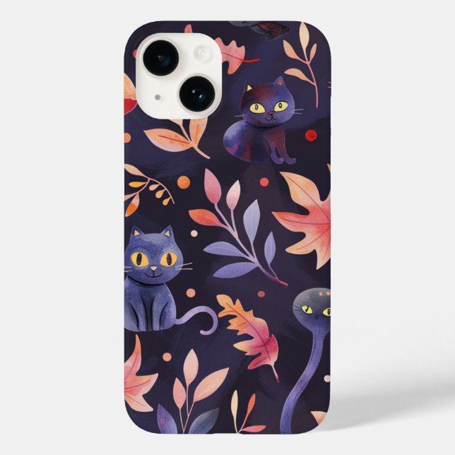 Halloween Black Cats and Moons Funny Witchy Kids Case-Mate iPhone Case (Back)