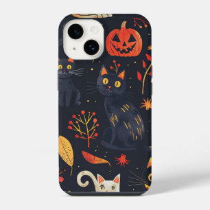 Halloween Black Cats and Moons Funny Witchy kids iPhone 14 Case