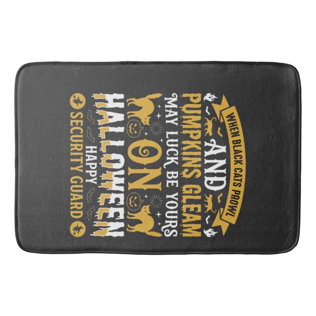Halloween Black Cats and Pumpkins Security Guard D Bath Mat (Front)