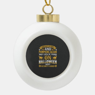 Halloween Black Cats and Pumpkins Security Guard D Ceramic Ball Christmas Ornament
