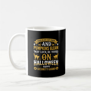 Halloween Black Cats and Pumpkins Security Guard D Coffee Mug