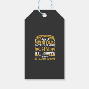 Halloween Black Cats and Pumpkins Security Guard D Gift Tags
