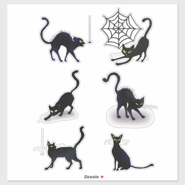 Halloween Black Cats and Spiders Set ID852 (Sheet)